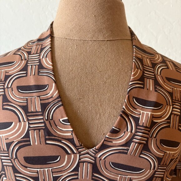 JMcLaughlin Geometric Print Dress. Size M. Brown/Tan. NWOT. - Picture 5 of 8